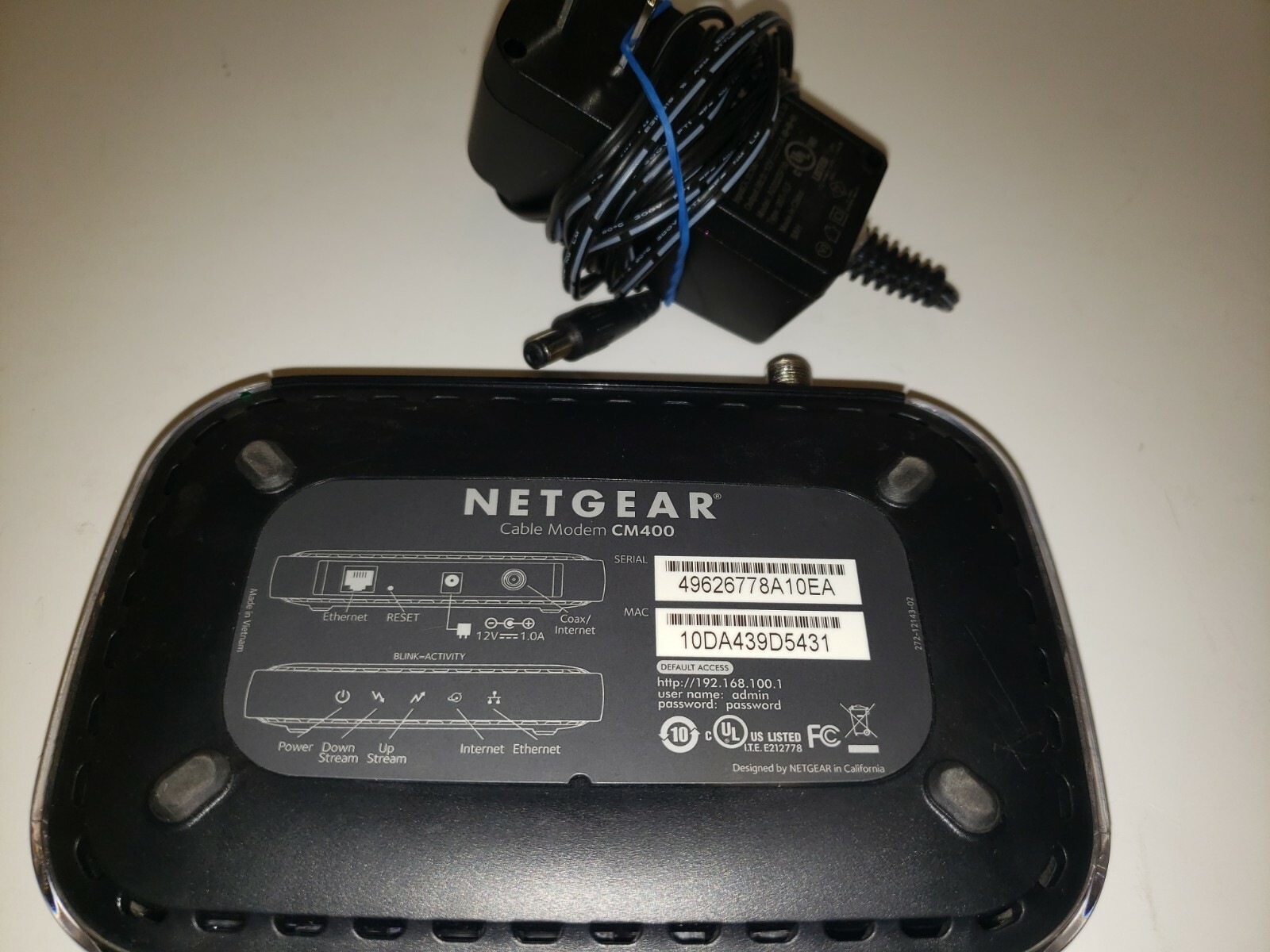 NETGEAR CM400-1AZNAS 100 Mbps Modem