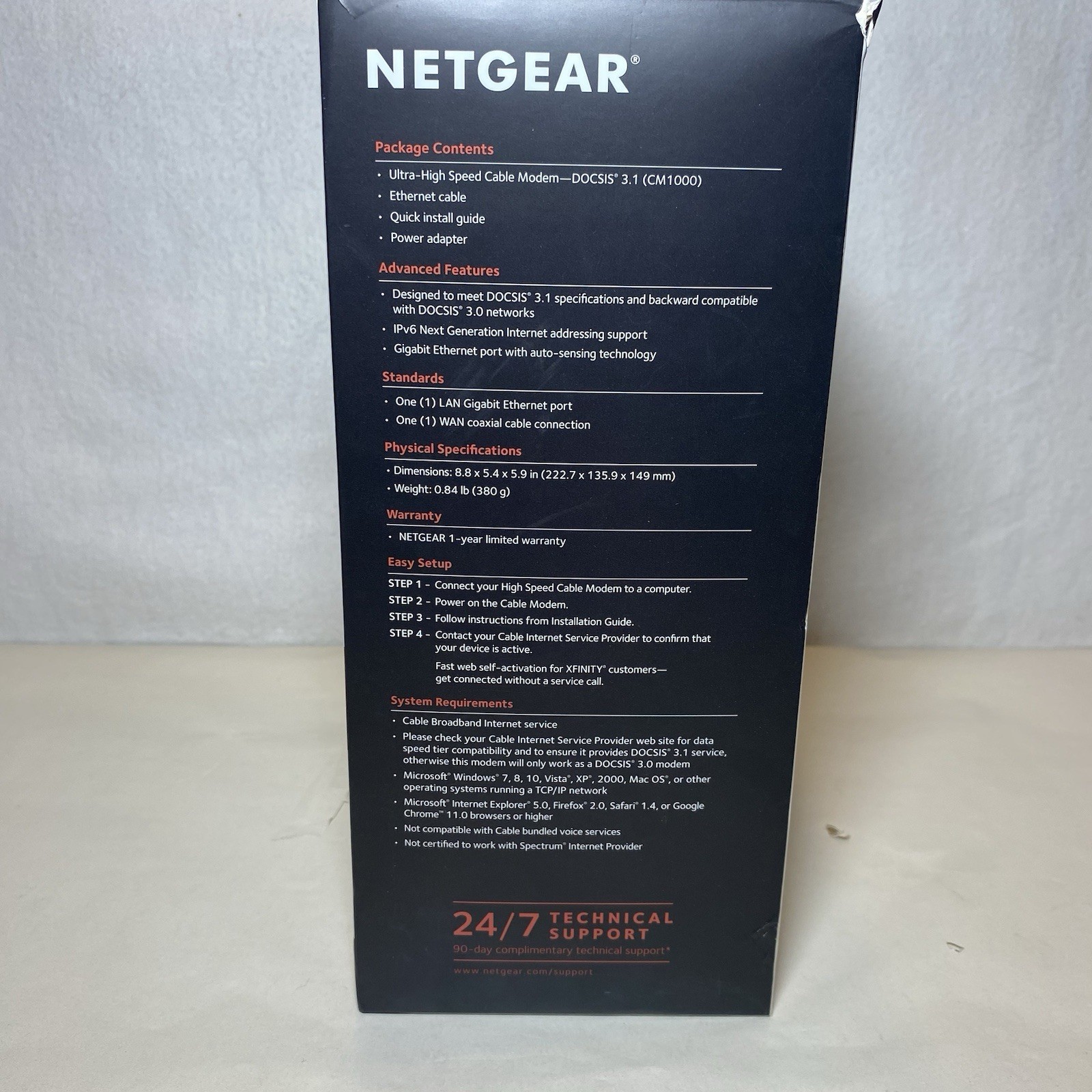 NETGEAR CM1000 Ultra High Speed Cable Modem DOCSIS 3.1 COMPLETE WITH BOX
