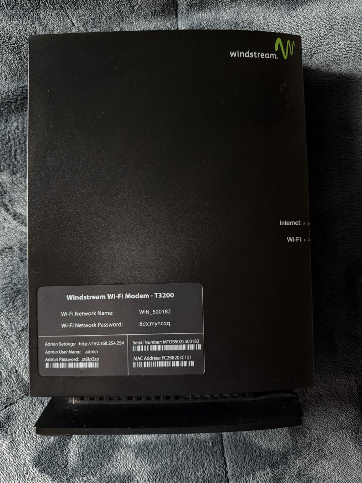 Windstream Actiontec T3200 Wi-Fi Modem Router 2.4GHz- No Power Cord
