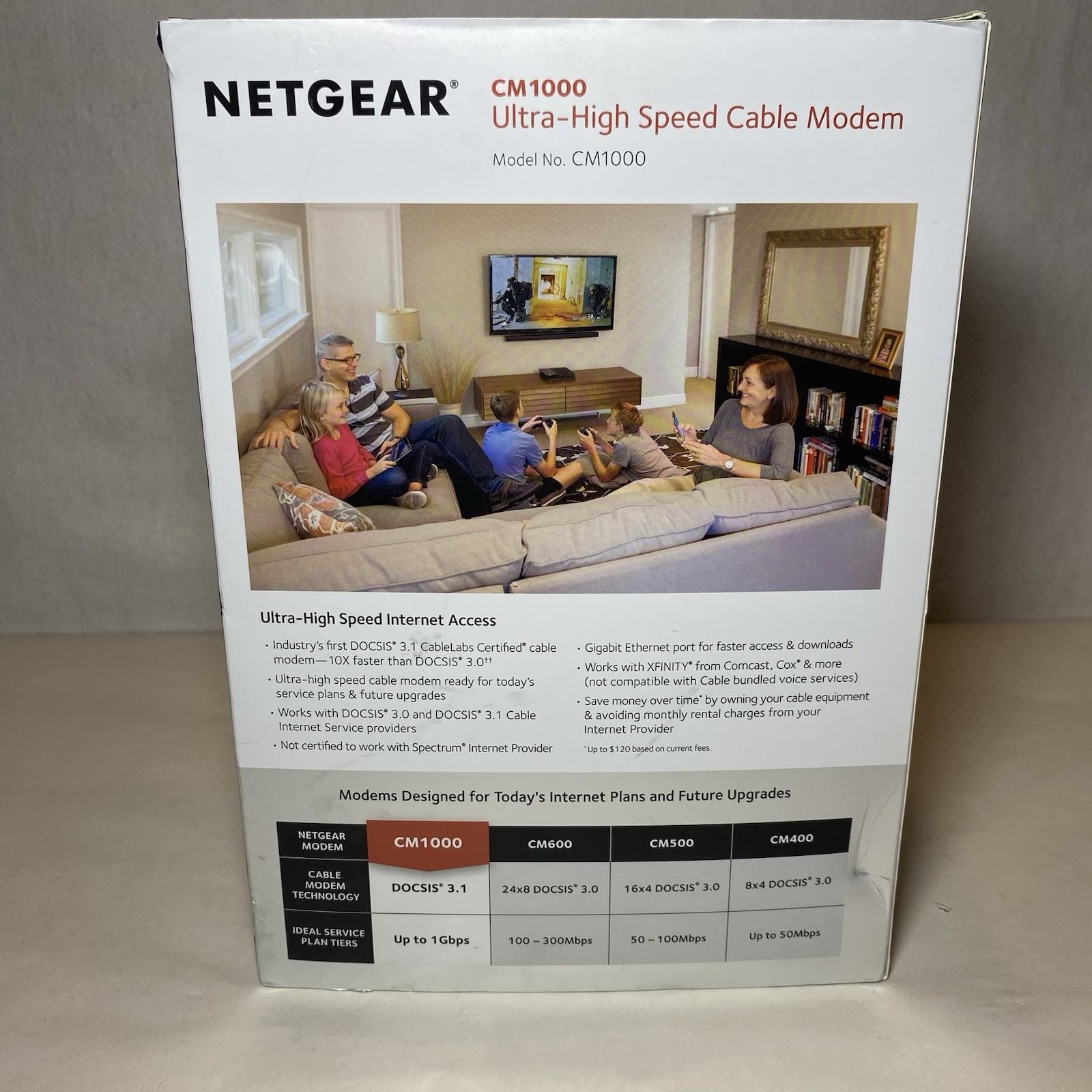 NETGEAR CM1000 Ultra High Speed Cable Modem DOCSIS 3.1 COMPLETE WITH BOX