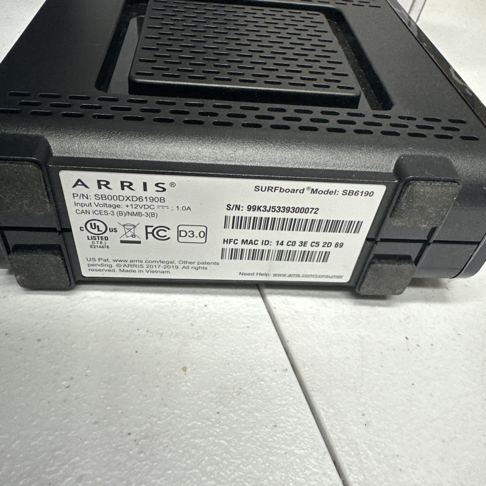 Works Tested XFINITY COX SPECTRUM ARRIS SURFboard SB6190 DOCSIS 3.0 Cable Modem