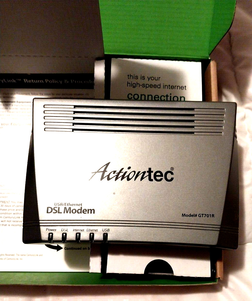Actiontec USB Ethernet DSL Modem GT701R In Original Box