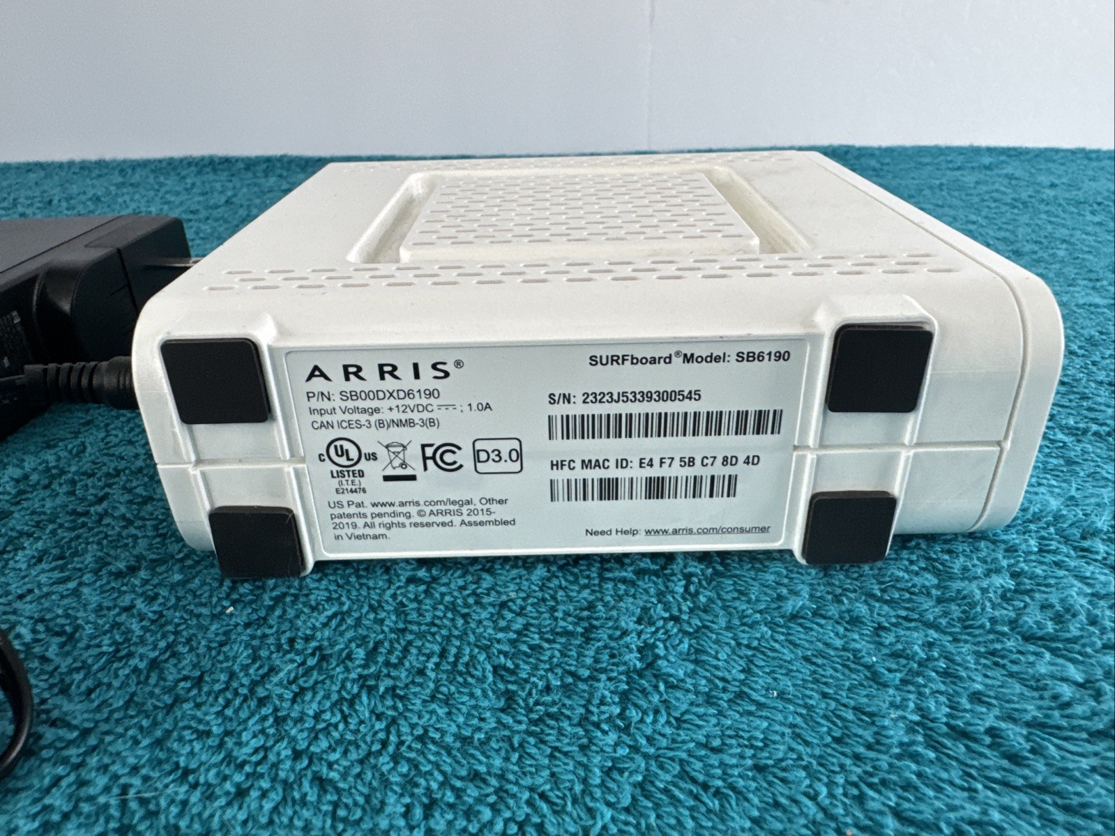 ARRIS SURFboard SB6190 DOCSIS 3.0 Cable Modem Intel Inside White – Ships Free