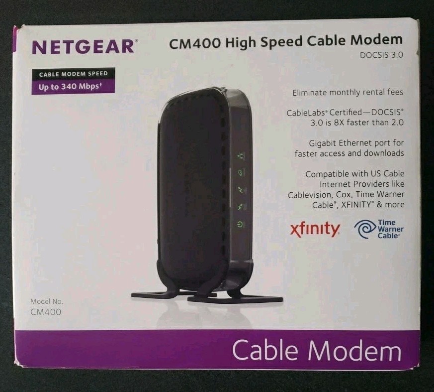 Netgear CM400 High Speed Cable Modem DOCSIS 3.0 Xfinity & Time Warner NEW