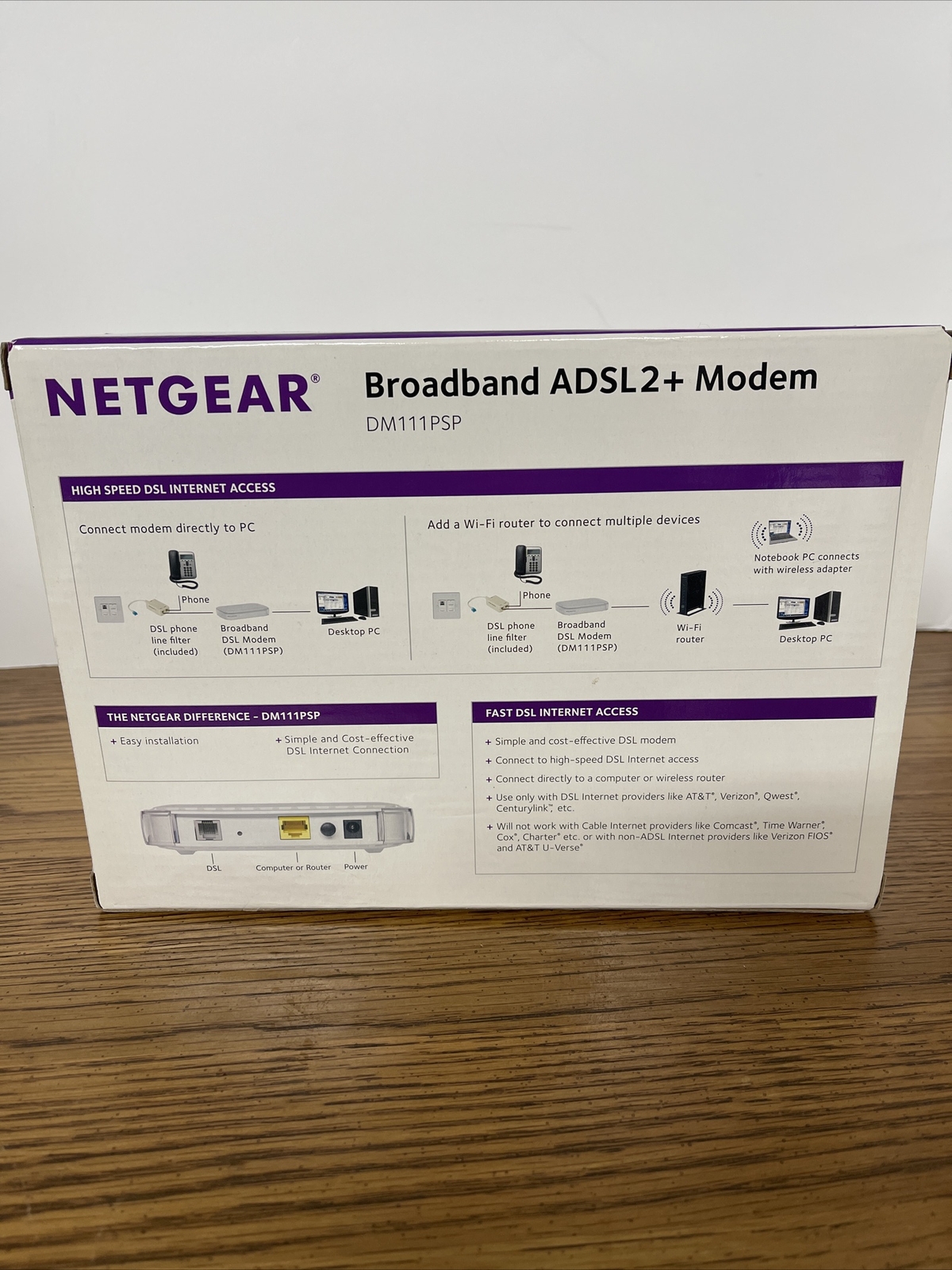 Netgear DM111PSP-100NAS Broadband ADSL2+ Modem – White
