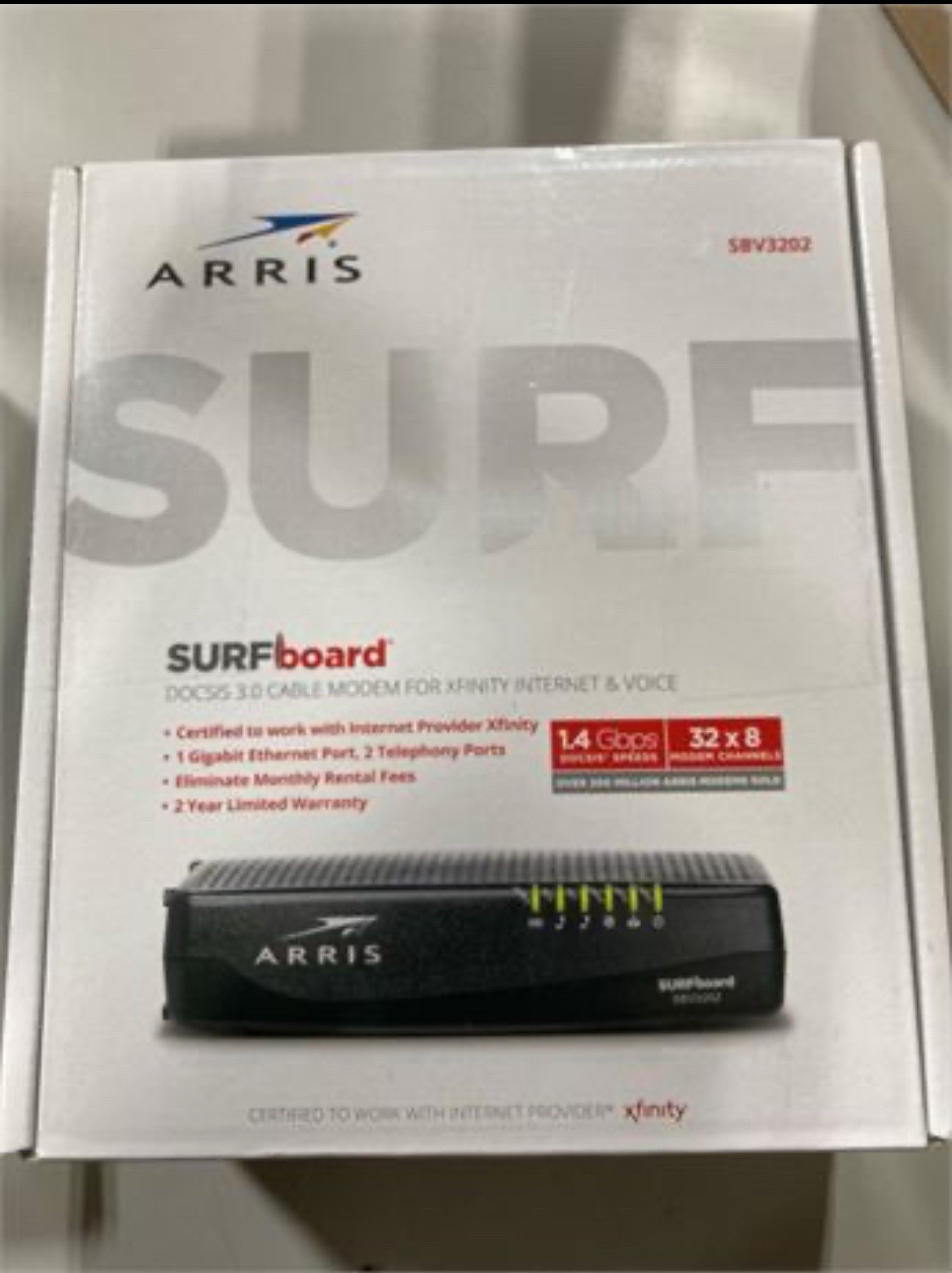 ARRIS SBV3202 Docsis 3.0 Voice Cable Modem – Black