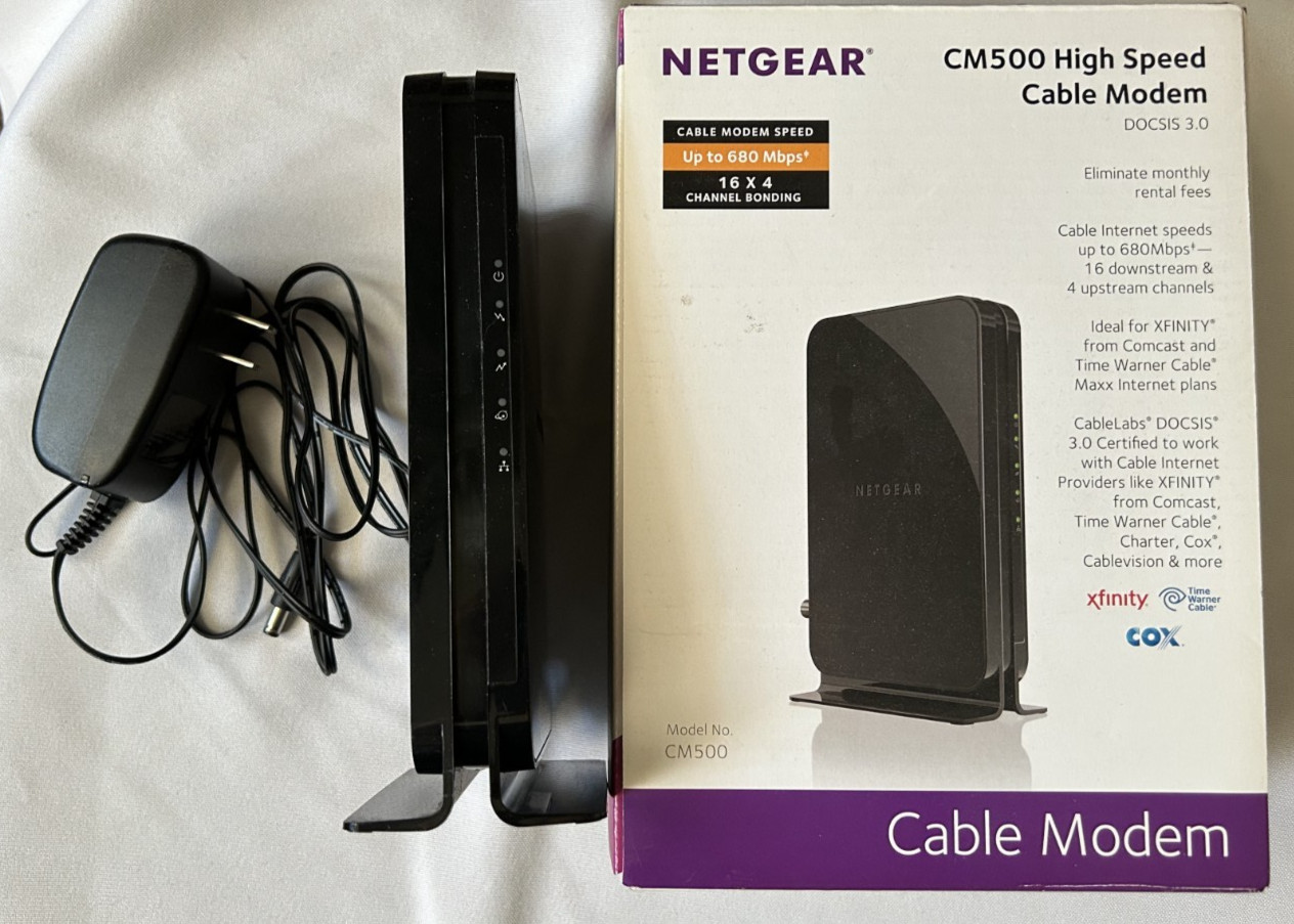 Netgear CM500 High Speed Cable Modem DOCSIS 3.0 Xfinity Cox Spectrum Comcast