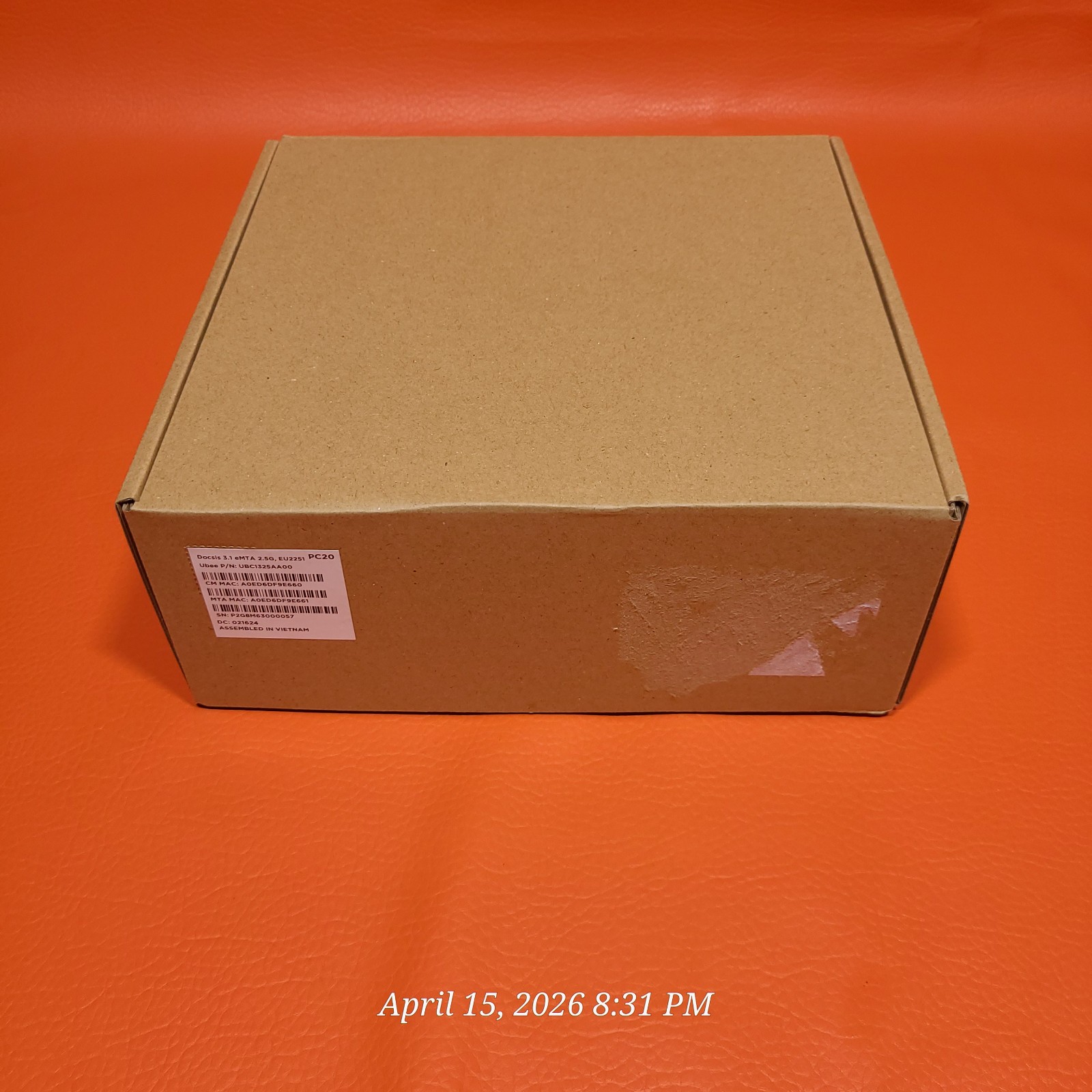 Ubee EU2251 eMTA High Speed DOCSIS 3.1 Advanced Voice Cable Modem 2.5 Gbps RJ-45