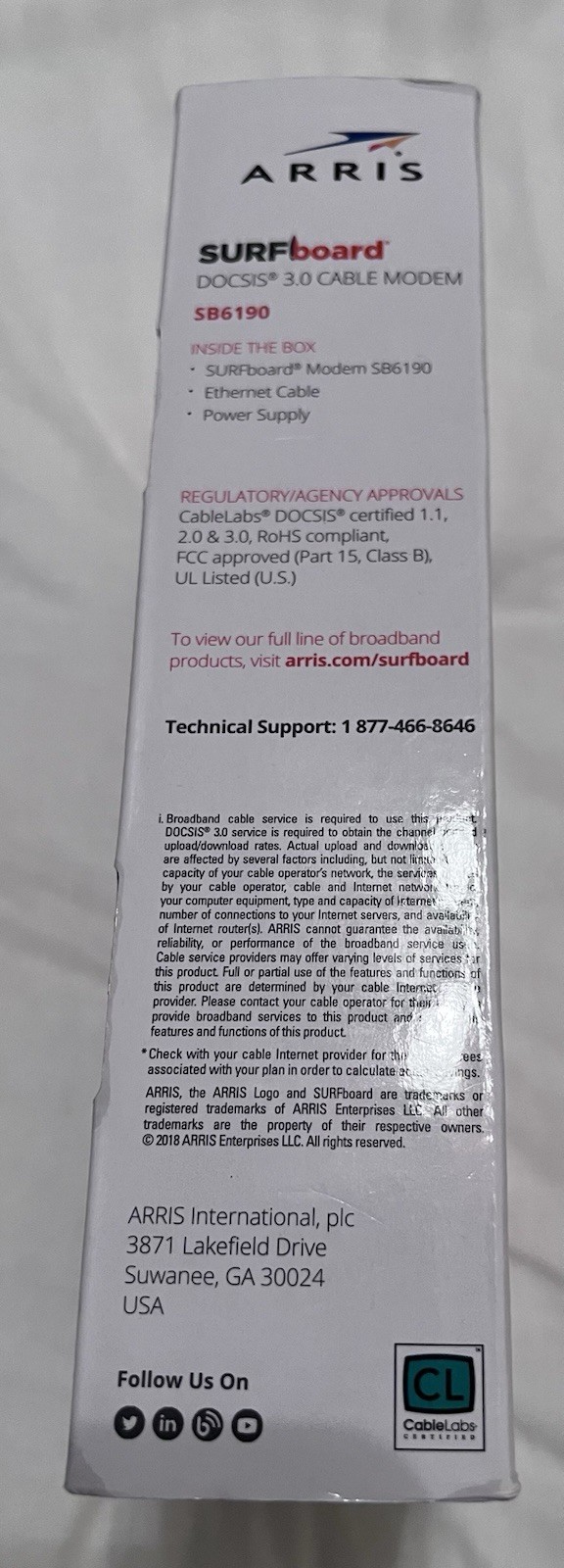 Arris Surfboard SB6190 Cable Modem DOCSIS 3.0 Cox, Spectrum, Xfinity
