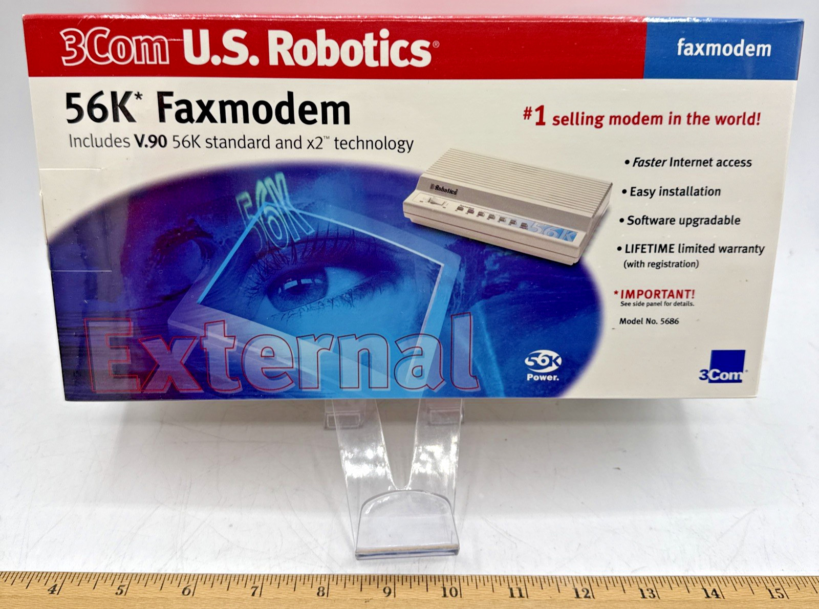 US Robotics Model 5686 3Com 56K Faxmodem External Modem V.90 x2 Technology – NEW