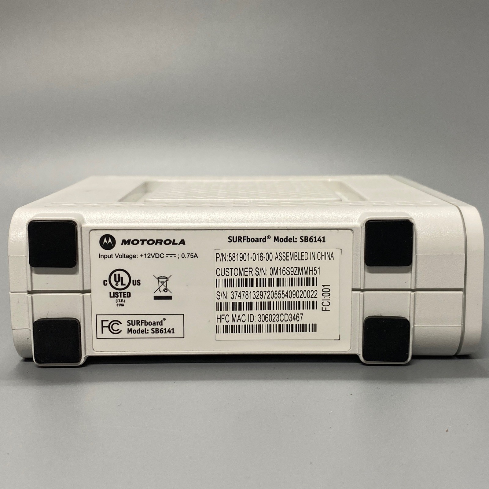 Motorola Cable Modem White SURFboard SB6141 DOCSIS 3.0 Untested