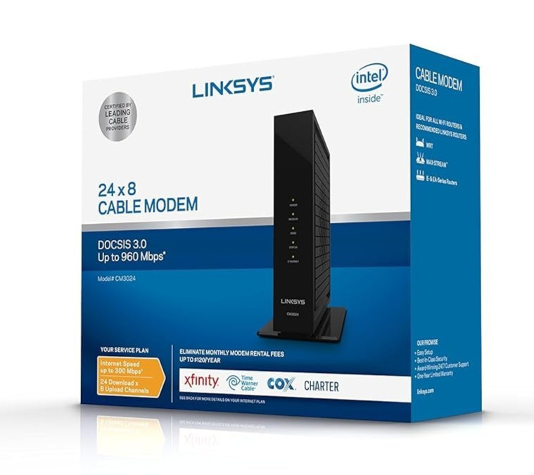LINKSYS DOCSID 3.0 24×8 Cable Modem Never Used Still In Box