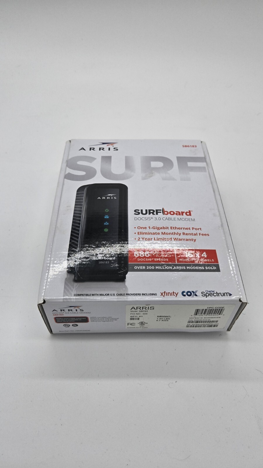 ARRIS SURFboard (16×4) DOCSIS 3.0 Cable Modem SB6183 Black 612572216712