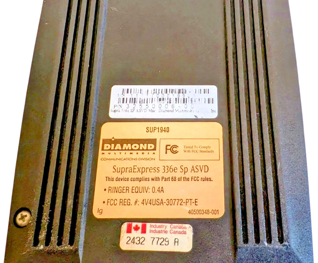 Diamond SupraExpress 336e SP ASVD 33.6K External Fax Modem SUP1940 V.34