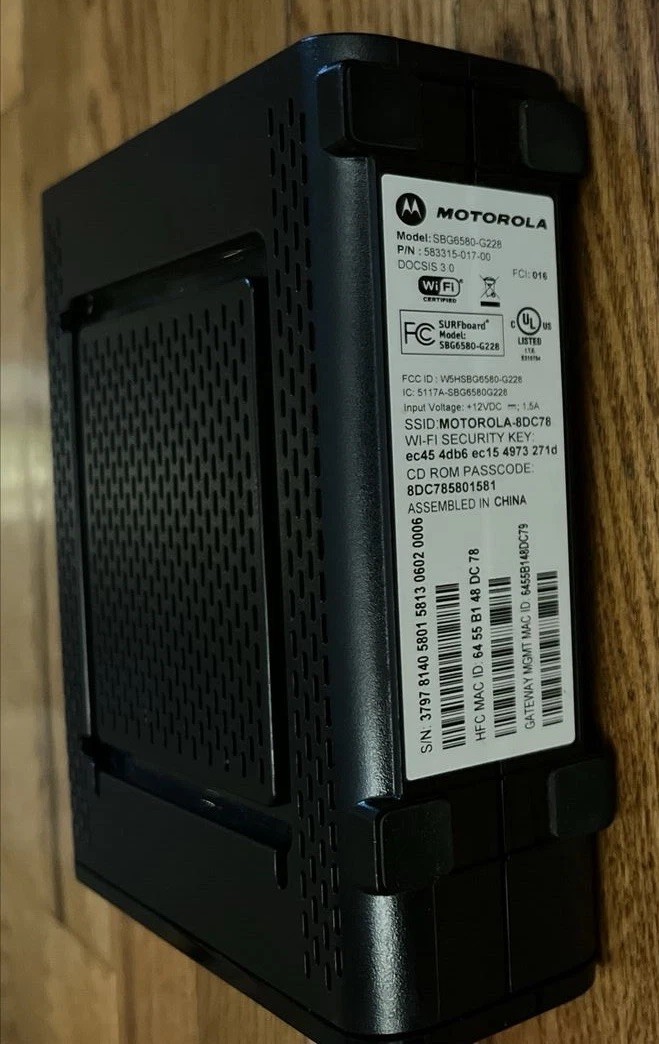 Motorola SBG6580 Wireless Cable Modem Router Internet WiFi Comcast No PowerSuppy