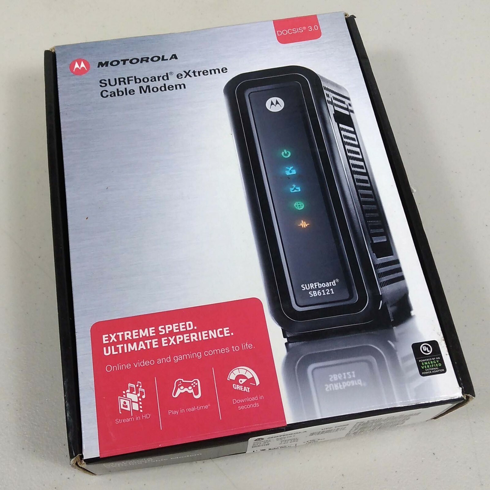Motorola SURFboard eXtreme Cable Modem SB6121 DOCSIS 3.0 No Power Cable