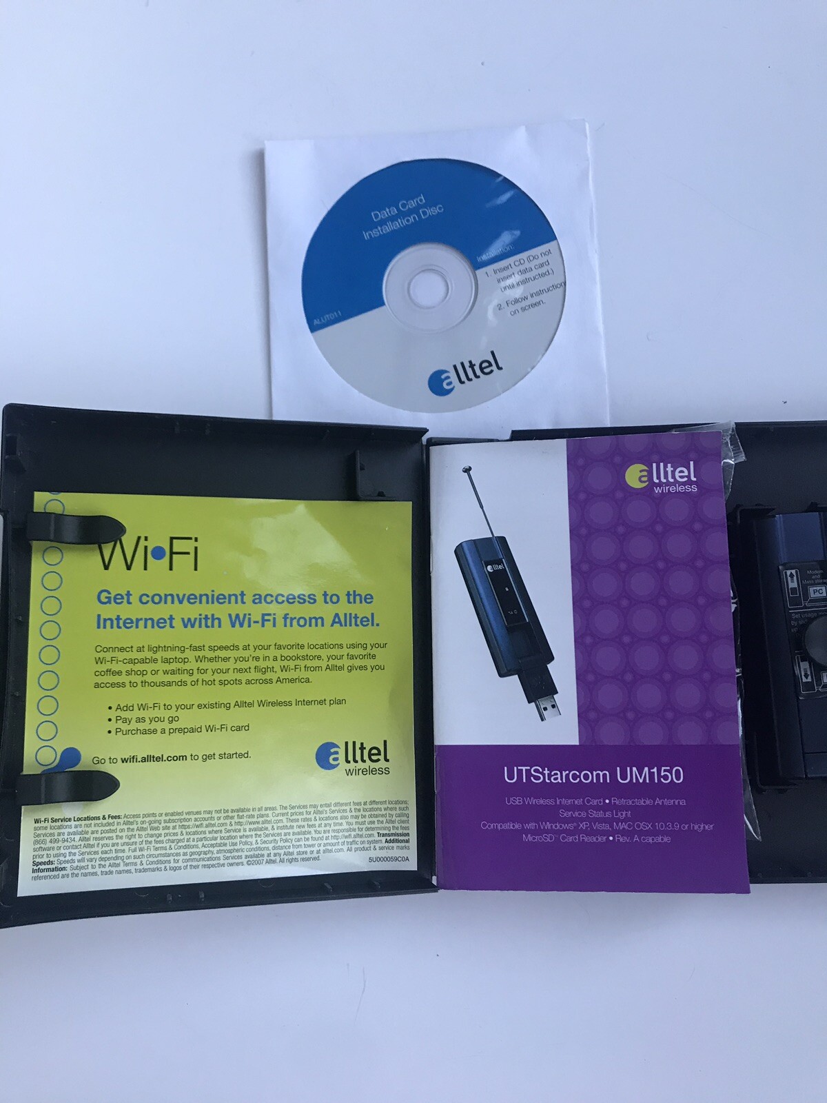 Alltel UTStarcom UM150 USB Wireless Modem Micro SD Card Reader Retractable Ant