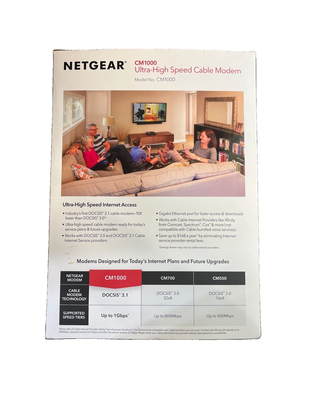 New NETGEAR CM1000 DOCSIS 3.1 Cable Modem 1 Gbps Gigabit Ethernet Black Xfinity