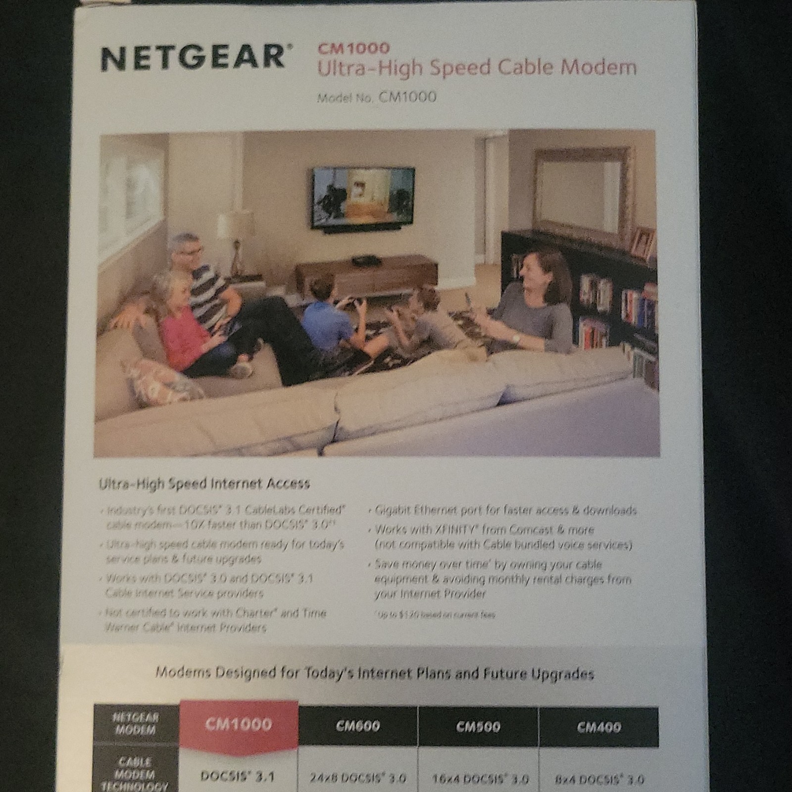 NETGEAR CM1000 DOCSIS 3.1 Cable Modem 6 Gbps Downstream, 1x Ethernet