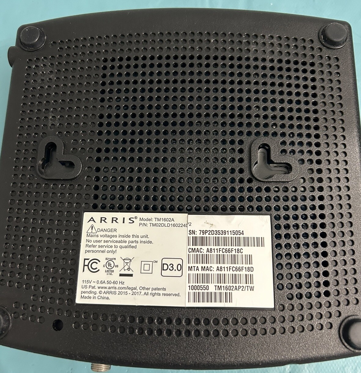 ARRIS TM1602A Cable Modem DOCSIS 3.0 Telephone Modem Optimum -Open Box
