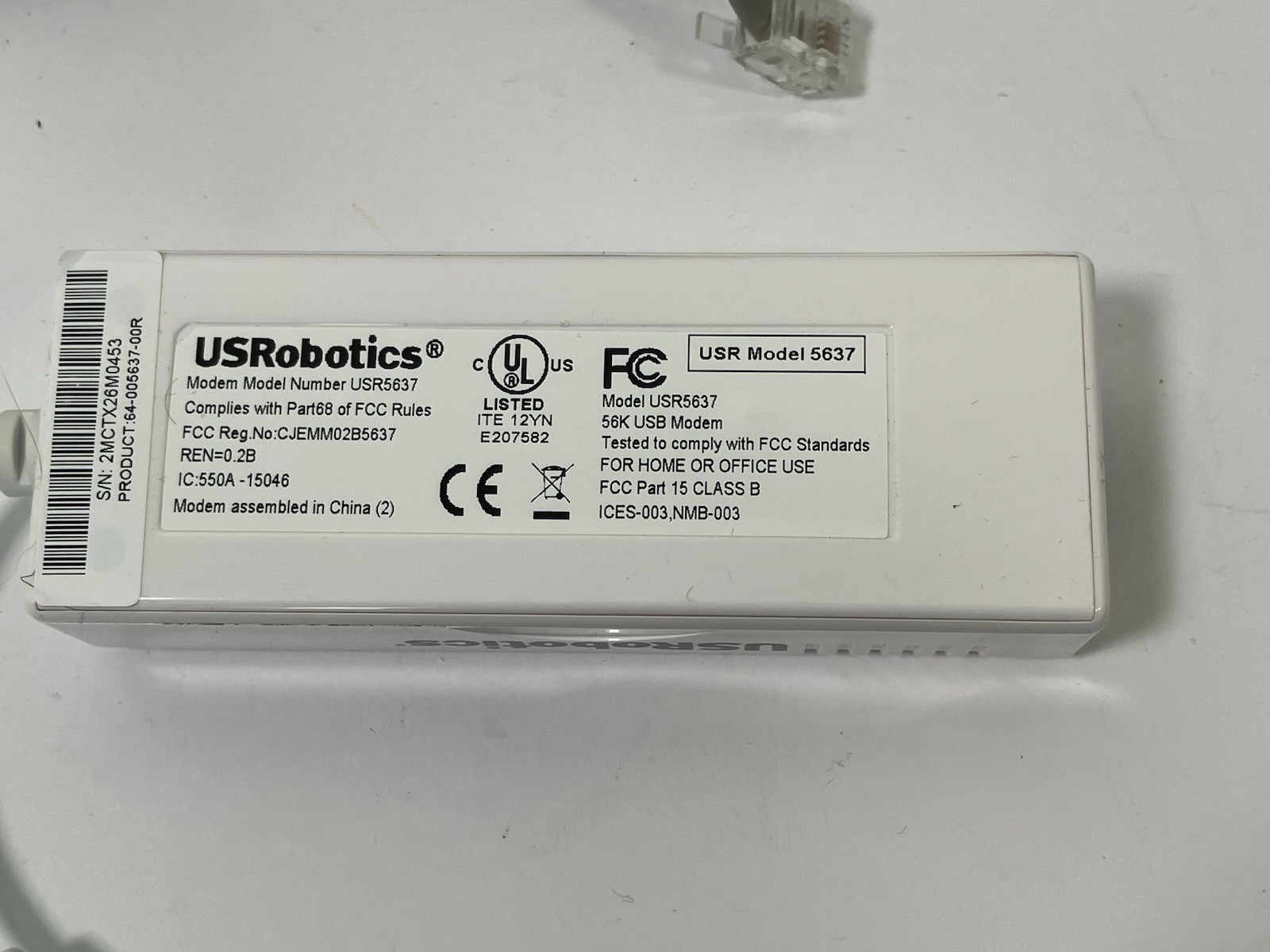 U.S. Robotics USR5637 V.92 56K USB External Modem