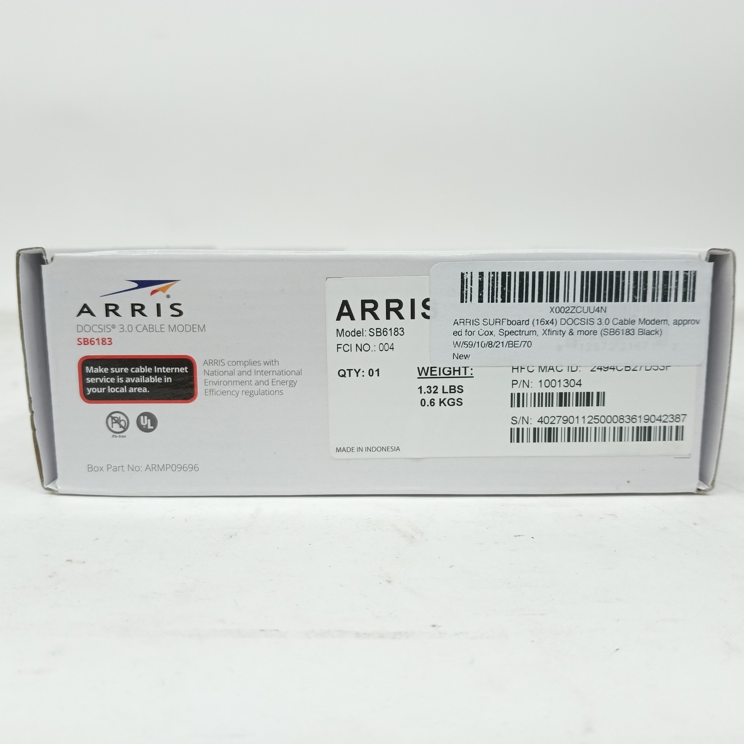 ARRIS SB6183 SURFboard DOCSIS 3.0 Cable Modem 686 Mbps 16×4 Channels