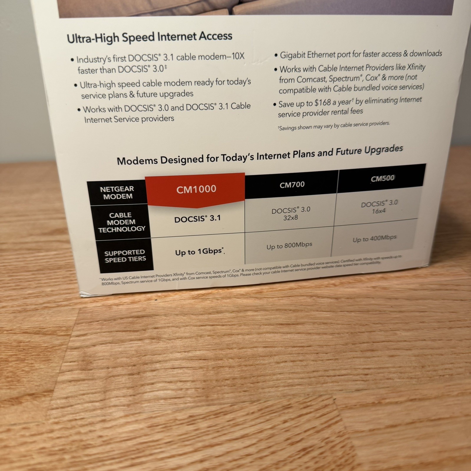 NETGEAR CM1000 DOCSIS 3.1 Cable Modem 1 Gbps Gigabit Ethernet CM1000-100NAS