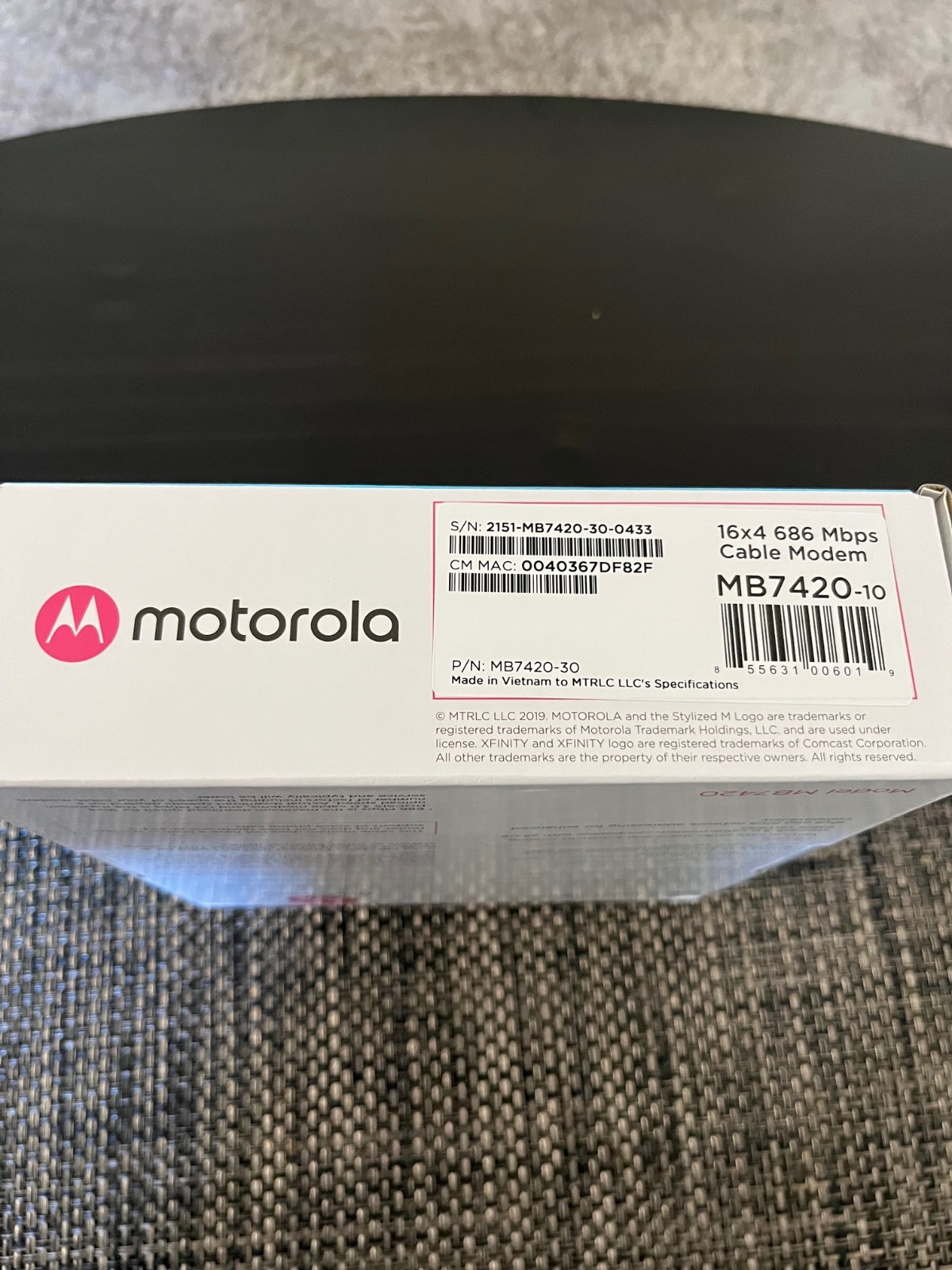 Motorola MB742010 686mbps DOCSIS 3.0 Cable Modem [Perfect Condition]