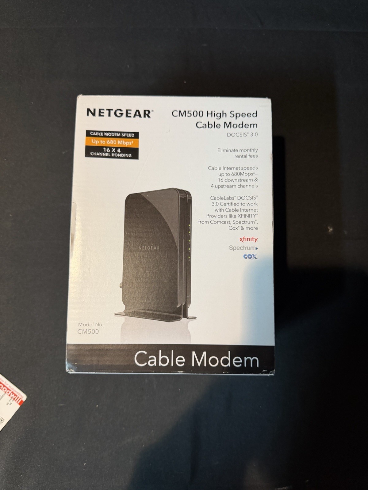 Netgear Nighthawk CM500V High Speed Cable Modem, DOCSIS 3.0 680 Mbps Open Box