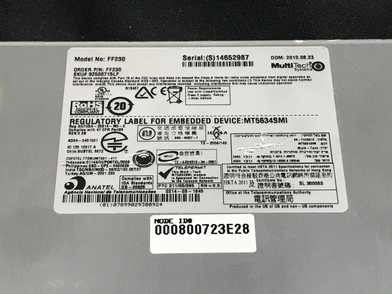 MultiTech Systems FaxFinder V.34 Fax Server FF230 with Power Adapter