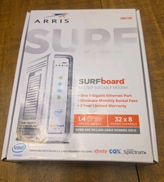 ARRIS SURFboard DOCSIS 3.0 Cable Modem – SB6190 Xfinity Cox Charter Spectrum