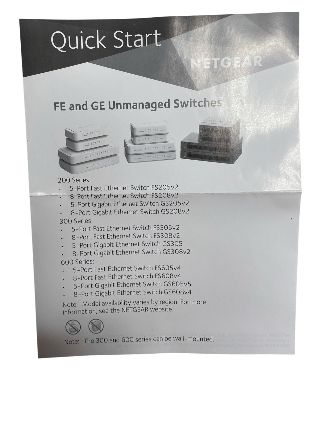 Netgear GS605 5 Port Gigabit Ethernet Switch With Power Adapter Ethernet Cord