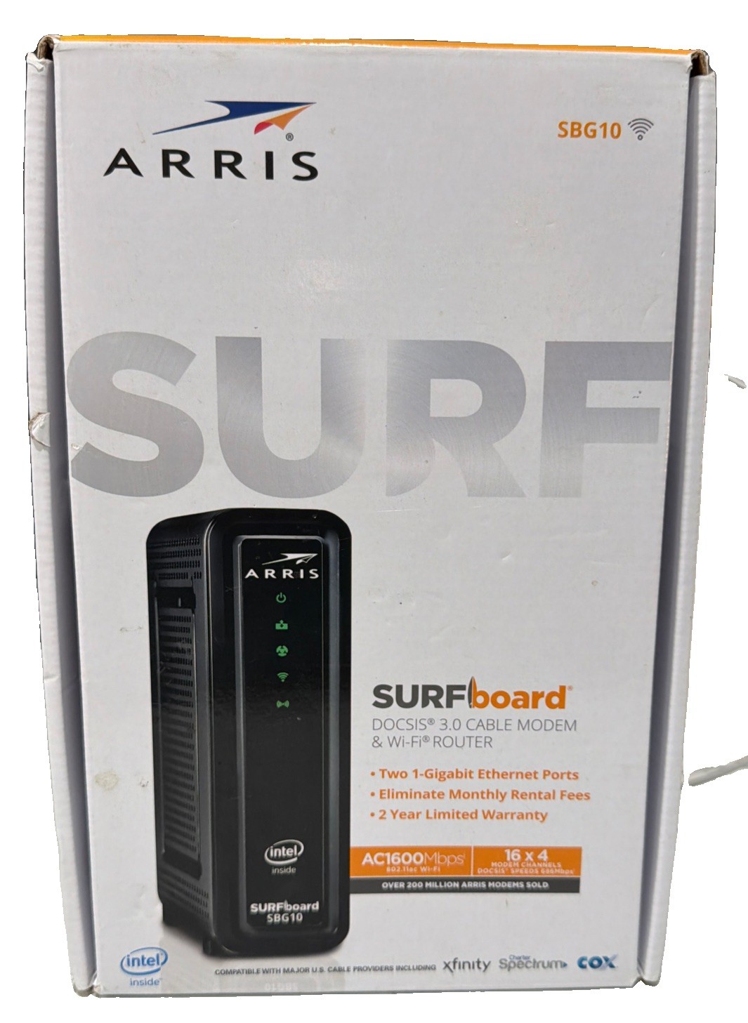 ARRIS SURFboard SBG10 DOCSIS 3.0 16×4 Gigabit Cable Modem & AC1600 Wi-Fi Router