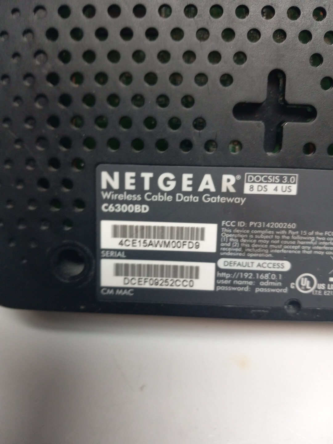 Netgear C6300BD AC1900 Docsis 3 Cable Modem Wireless Router ONLY NO CORDS