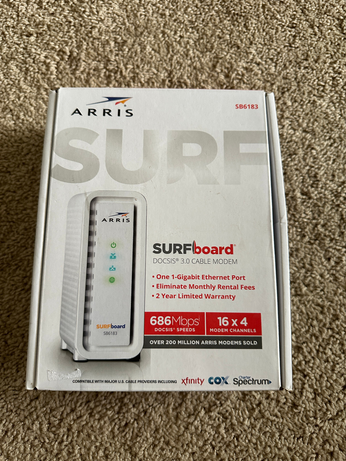 Arris SURFboard SB6183 DOCSIS 3.0 Cable Modem Pre-owned Good Condition In Box