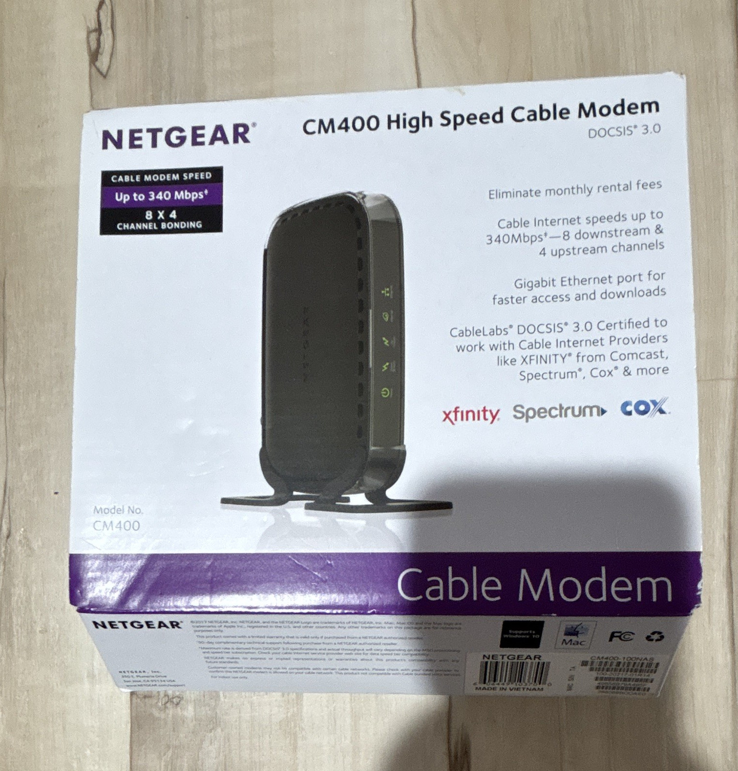 NETGEAR CM400 DOCSIS 3.0 Cable Modem 340 Mbps Channel Bonding Black