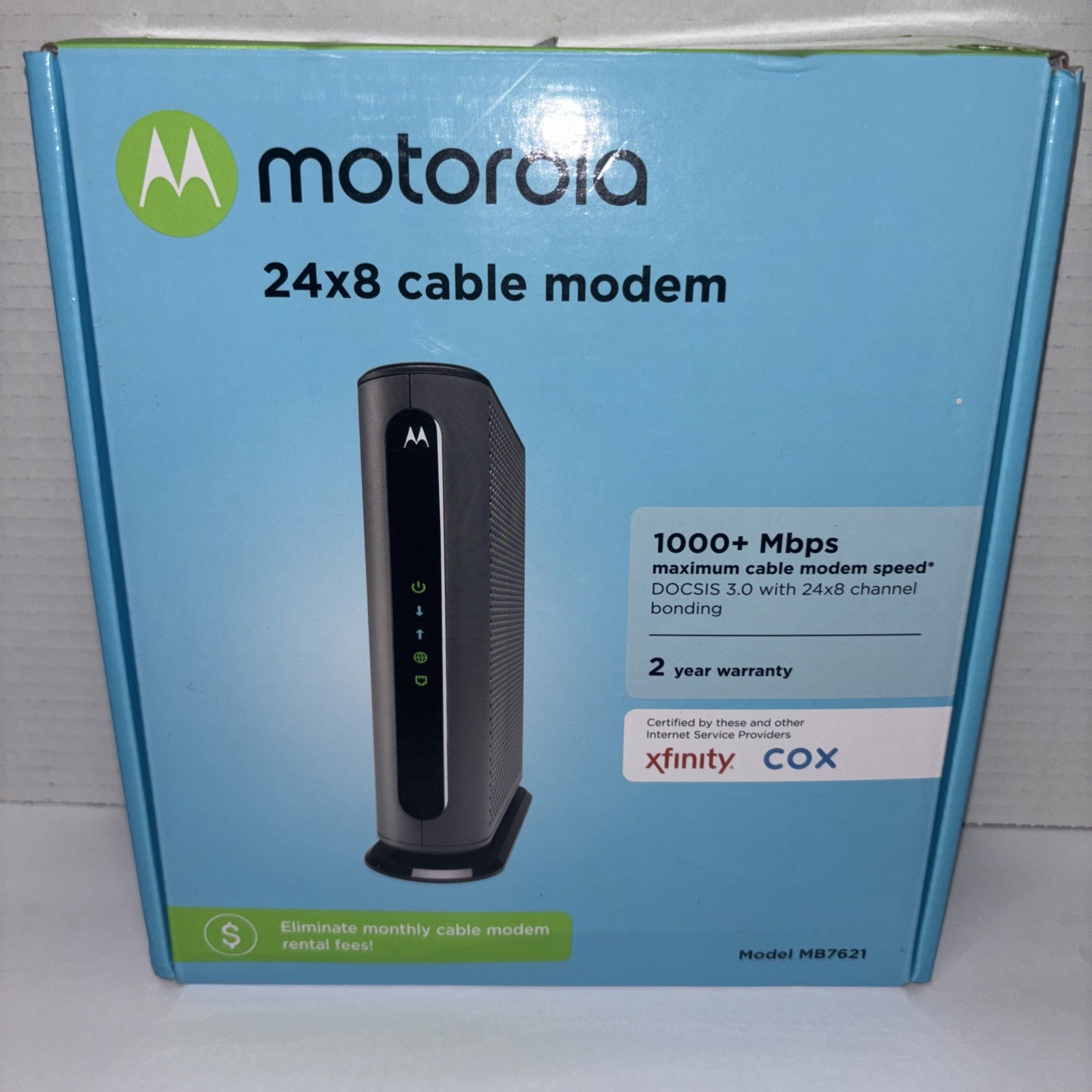 Motorola 24×8 Cable Modem Model MB7621 DOCSIS 3.0 1000+Mbps WiFi Router