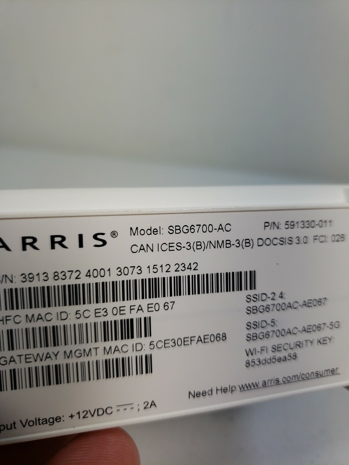 ARRIS AC1600 SURFboard DOCSIS 3.0 Cable Modem Dual Band WiFi Router SBG6700-AC