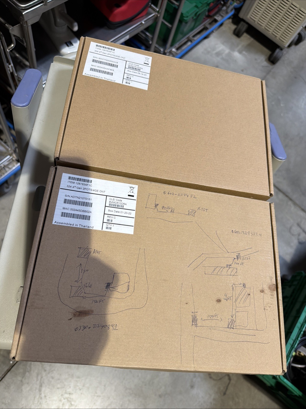 2 ADTRAN 1287835F1C 324 4th Gen 2POTS/4GE GPON ONTs New w/ Power Supplies