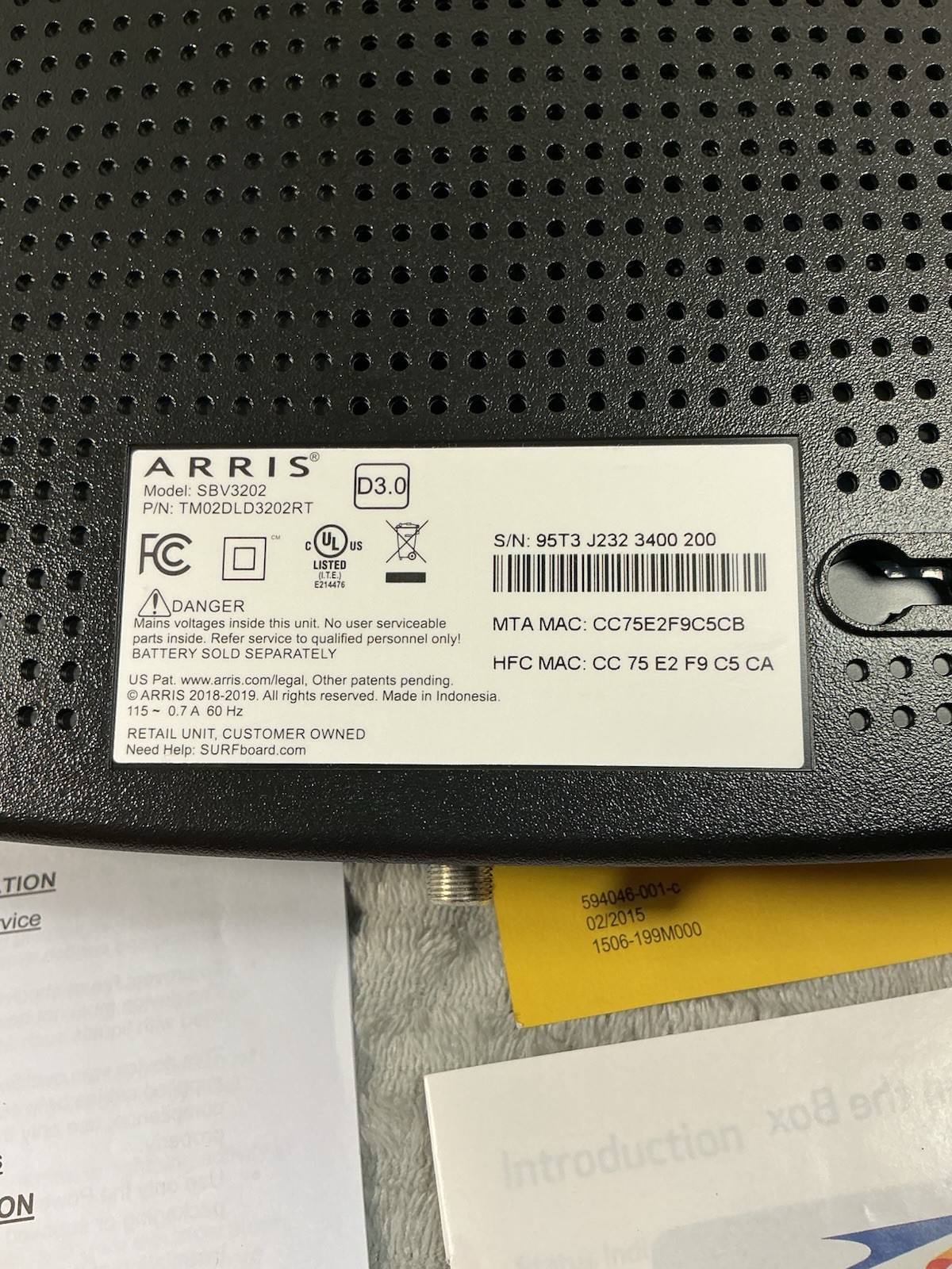 ARRIS SURFboard SBV3202 DOCSIS 3.0 Cable Modem Xfinity Voice Tested Works