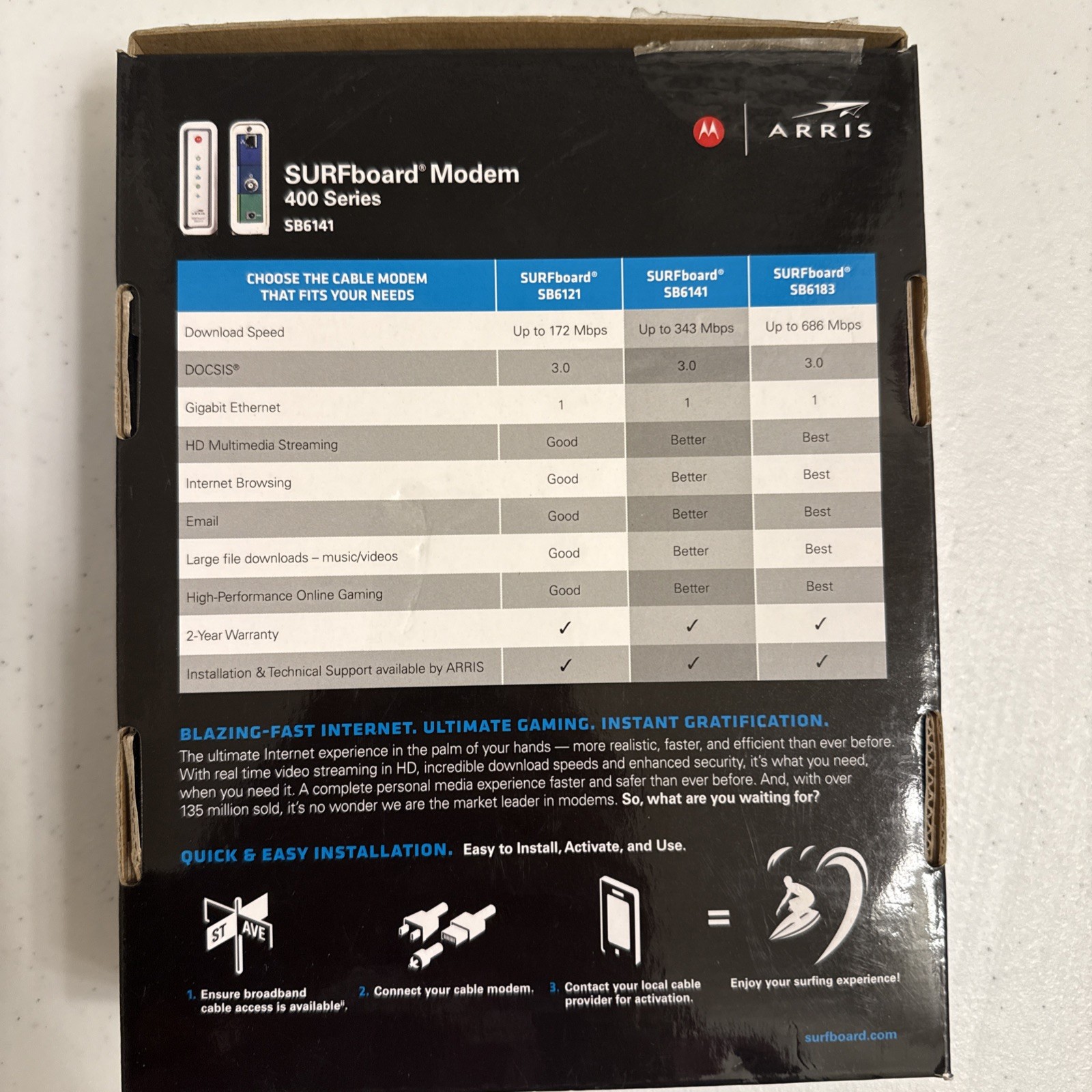 Motorola Arris SURFboard Modem 400 Series: Model SB6141, DOCSIS 3.0