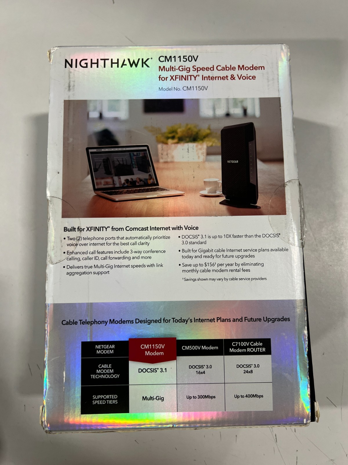 NETGEAR CM1150V Nighthawk Multi-Gig Speed Cable Modem for XFINITY Voice