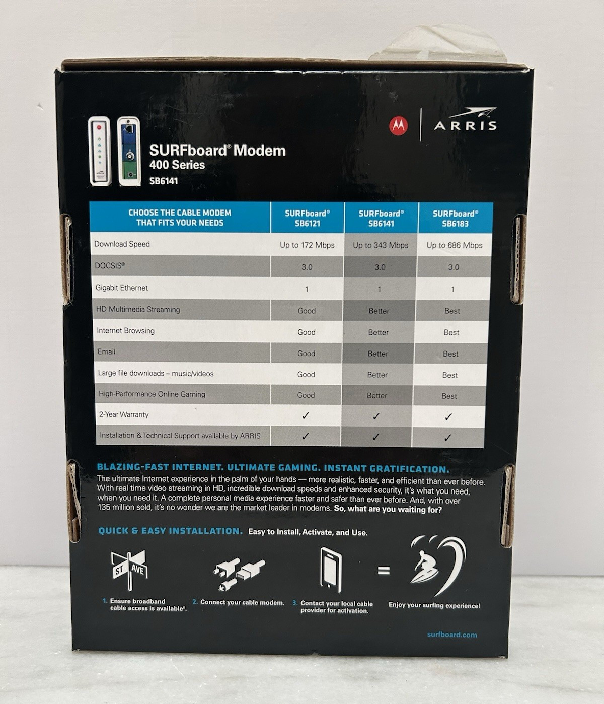 Motorola ARRIS SURFBoard Model SB6141 – DOCSIS 3.0 Cable Modem New Open Box