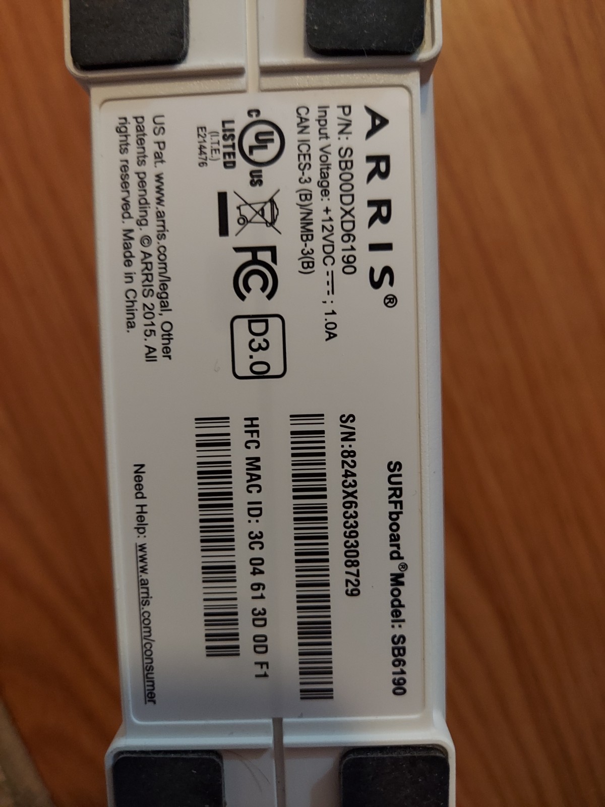 ARRIS Surfboard SB6190-RB DOCSIS 3.0 Cable Modem, White, refurbished