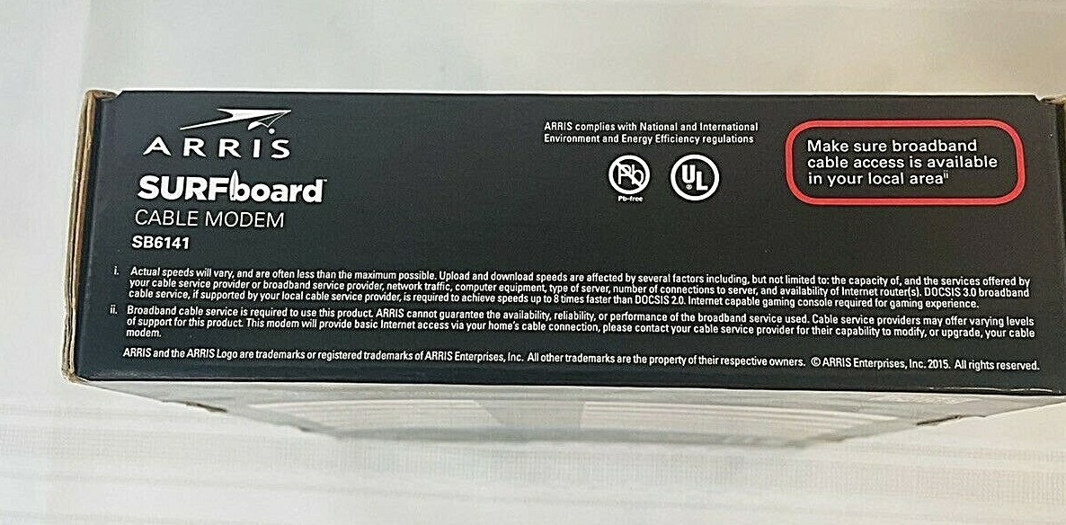 Motorola Arris SB6141 SURFboard 400 Series DOCSIS 3.0 Cable Modem 343 Mbps 1229A
