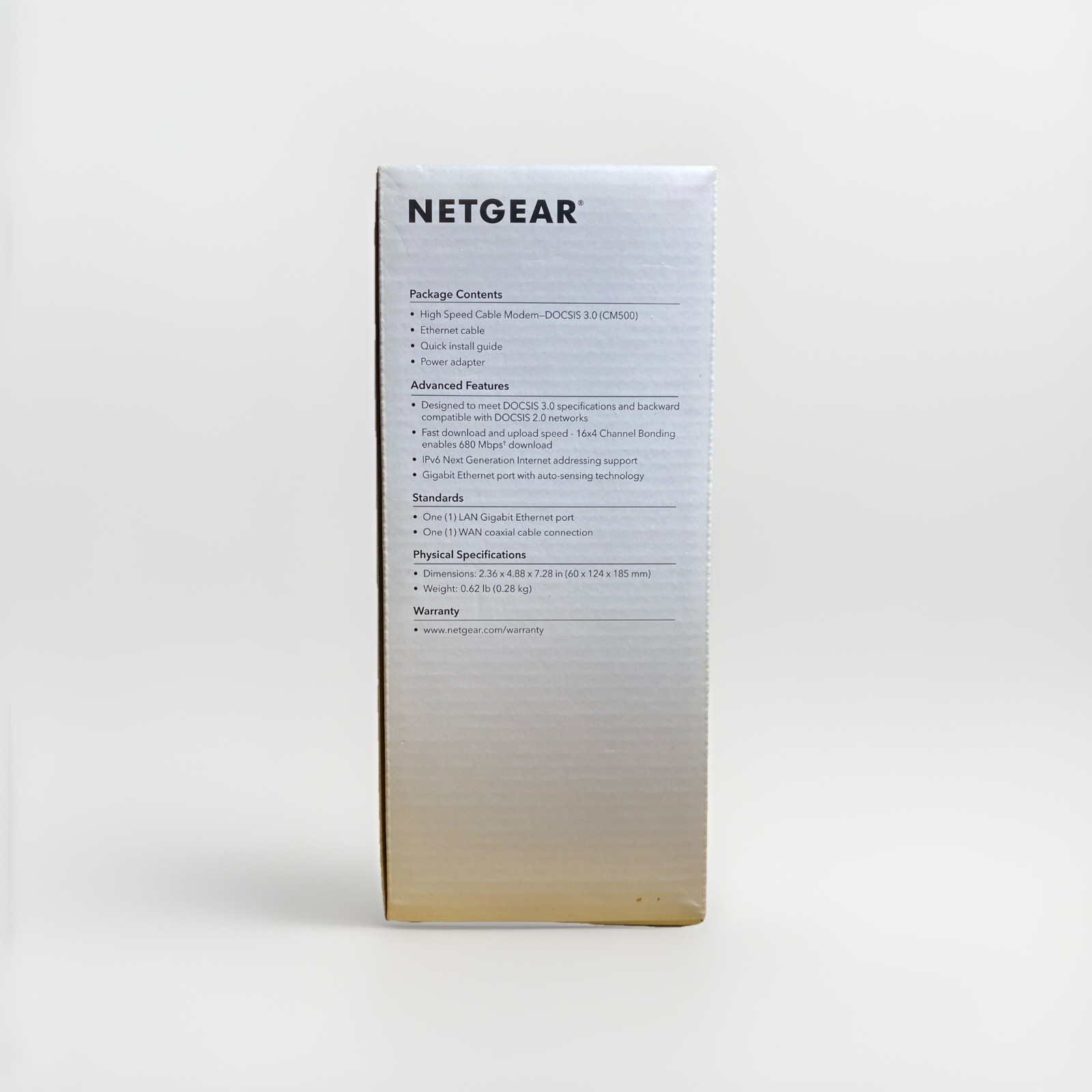Netgear High Speed Cable Modem Model CM500 Used Open Box Small Portable Packable