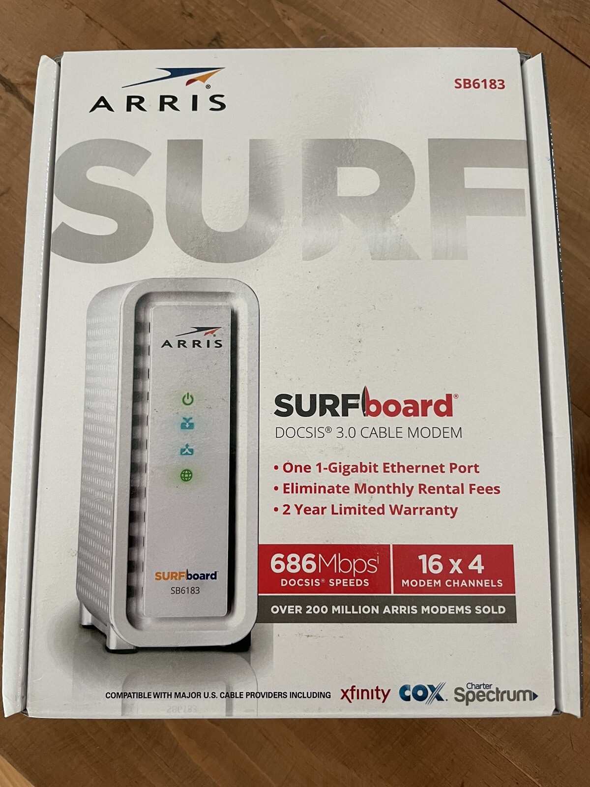 ARRIS SB6183 SURFBoard DOCSIS Speed 3.0 Cable Modem Xfinity Cox Spectrum – White