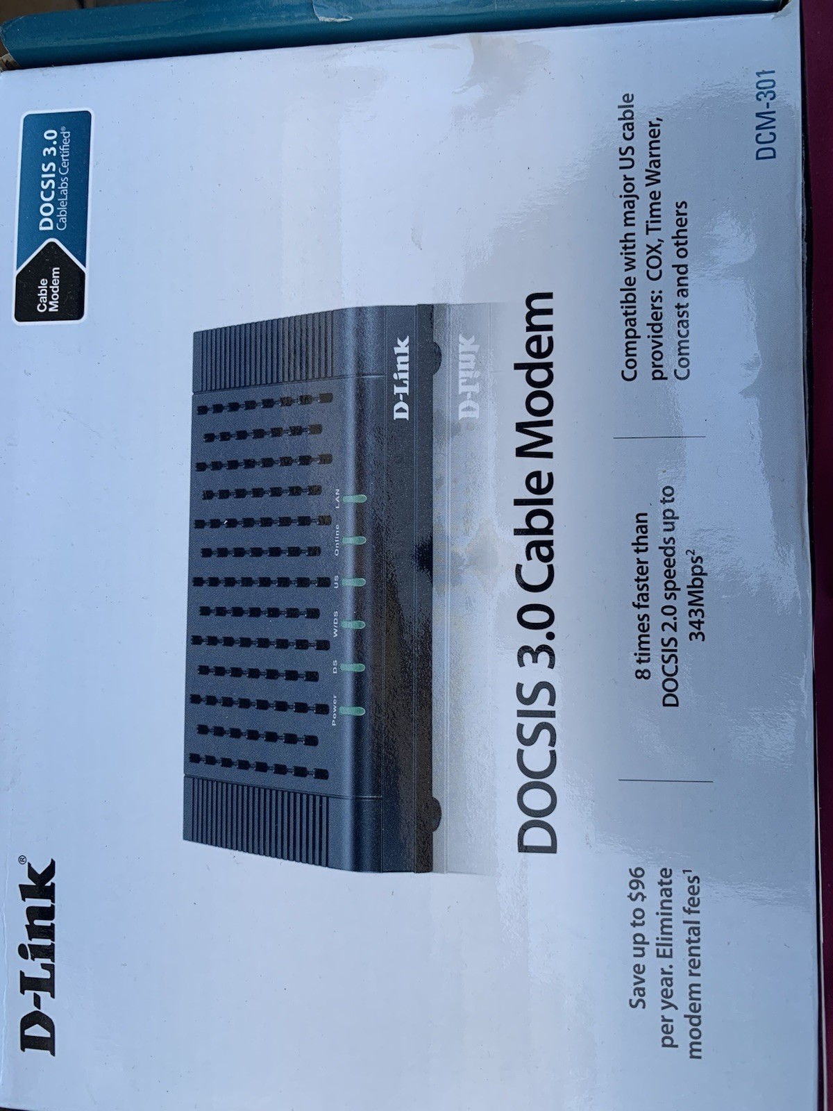 D-Link DOCSIS 3.0 Cable Modem (DCM-301) Compatible with Comcast Xfinity,