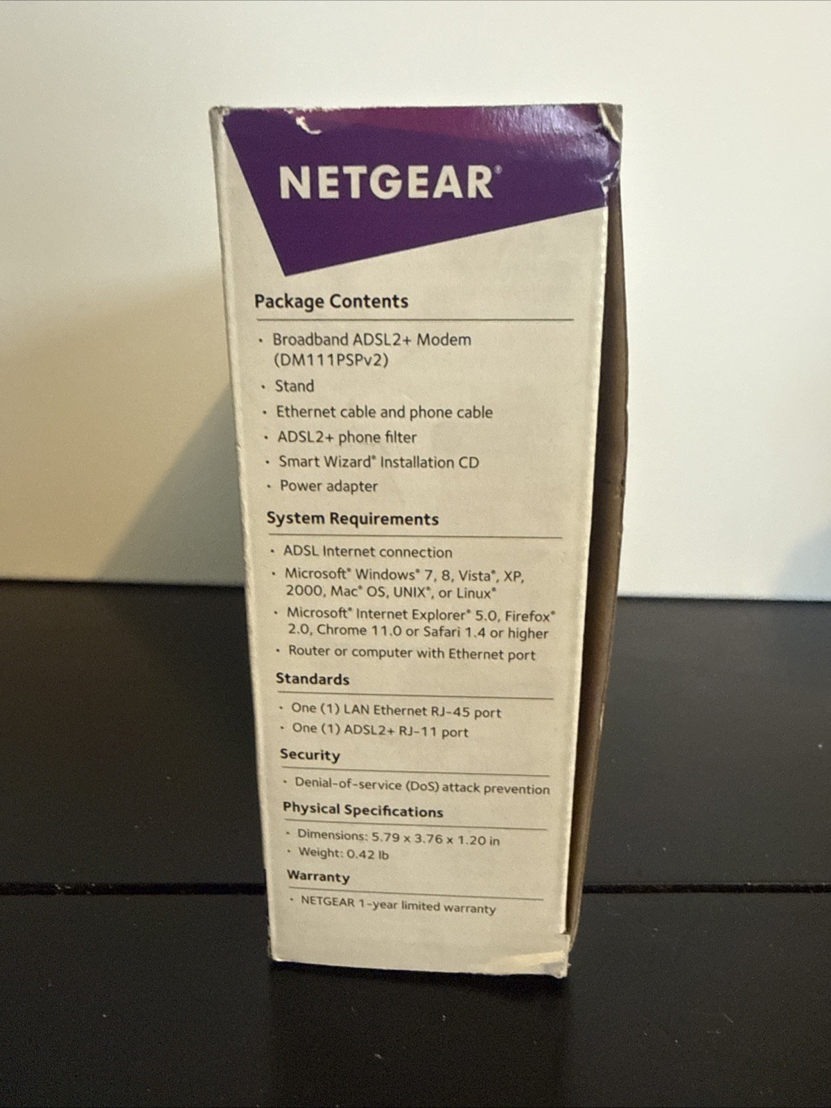 NETGEAR Broadband ADSL2 + Modem High-speed ADSL2 + Internet access