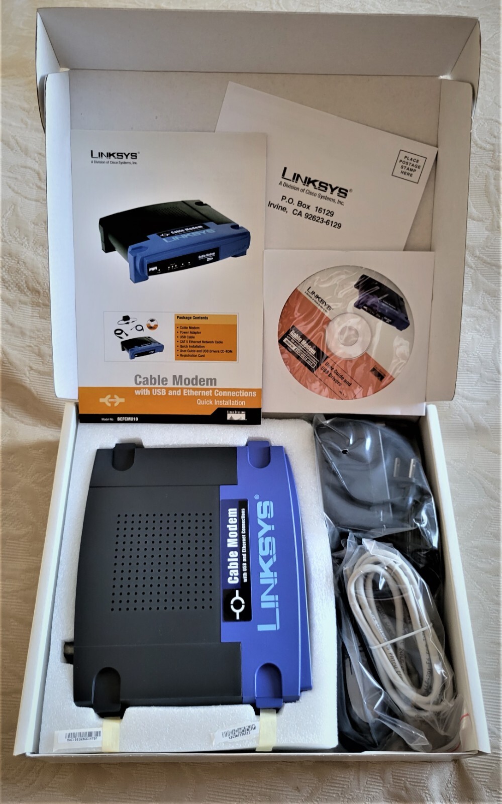 LINKSYS Cable Model with USB & Ethernet Connections – Model BEFCMU10